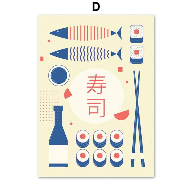 Яйцо Ламианская лапша японские суши Shaoju еда печать плакатов скандинавская настенная живопись маслом ресторан