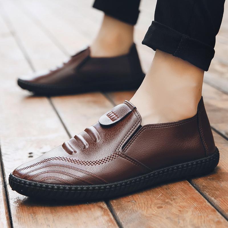 Fashion Newly Men Casual Shoes Mens Loafers Breathable Slip On Black Driving Shoes Soft Anti-slip Shoe Male Spring Leather Boat Footwear