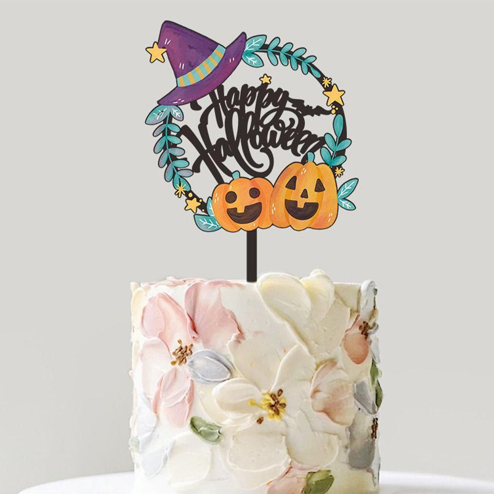 Cartoon Bat Pumpkin Cupcake Toppers Bat Pumpkin Ghost Skull Cake Insertion Flag Home Decoration