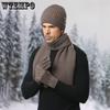 Knitted Hat Scarf Gloves Three Piece Set for Winter Insulation and Warmth Outdoor Cycling Knitted Hat