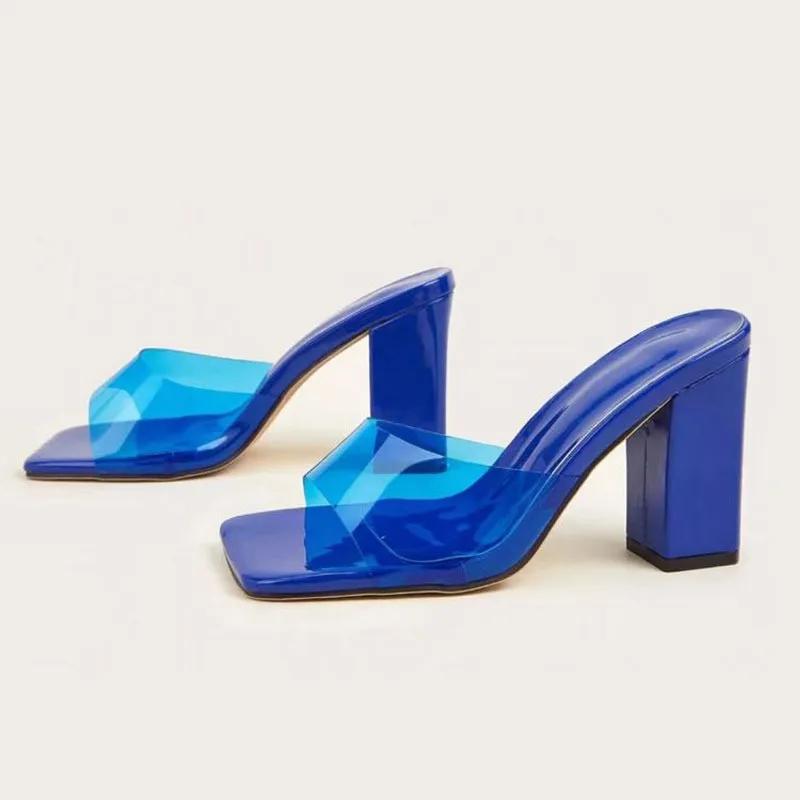 Туфли женские с открытым носком женские тапочки модные женские туфли квадратный носок высокие толстые каблуки большие размеры современные сандалии