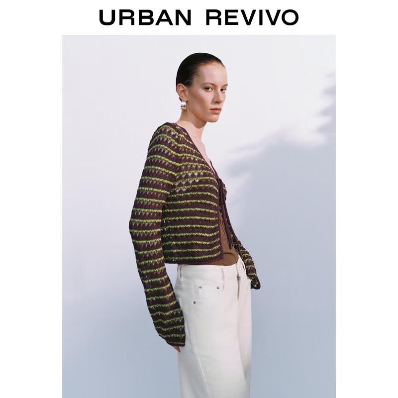 UR Women's Retro V-Neck Tie-Waist Knit Cardigan