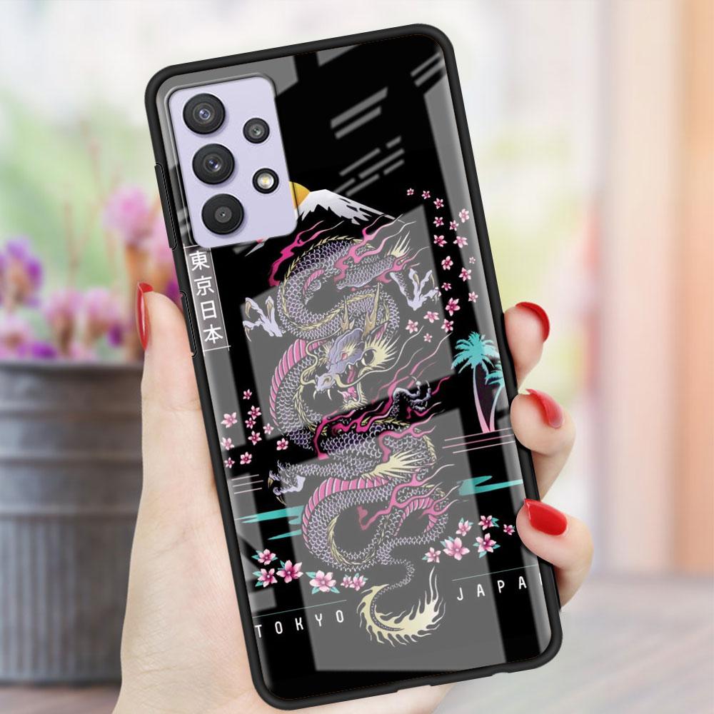 Чехол Dragon Animal Glass для Samsung Galaxy A52 A71 A50 A51 A70 A21s A31 A72 A10 A12 A30 A22 5G Phone Cover