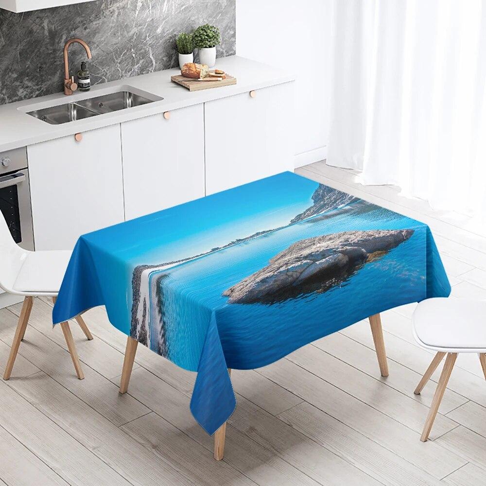 Скатерть с принтом пейзажа, устойчивая к пятнам, водонепроницаемая, для свадебной вечеринки, ресторана, банкета, украшение для домашнего стола