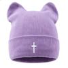Thickened Cat Ear Beanies Cap Windproof Winter Bomber Hat Cute Knitted Woolen Hat  for Women