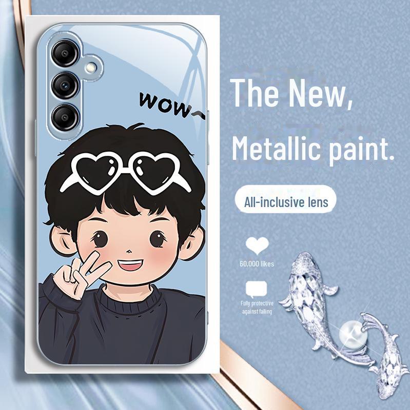 Креативный чехол из жидкого стекла для пары для Samsung A32, S21, S30, A23, A25
