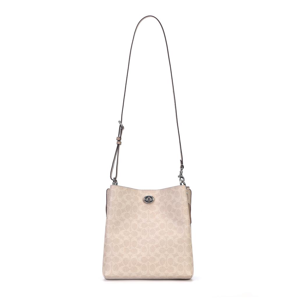 COACH Charlie Artificial Leather Handbag Medium Women's Morandi Color Oat (Unisex) Handbags 89003 LHPVT