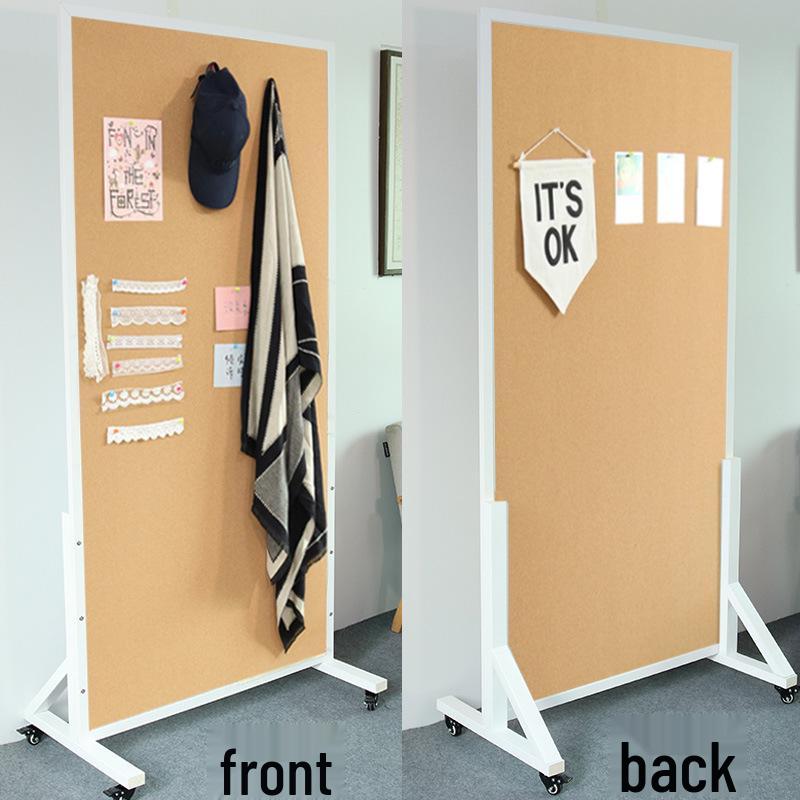 Mobile Felt Bulletin and Photo Display Board - Vertical Standing Announcement Wall for School and Office Use