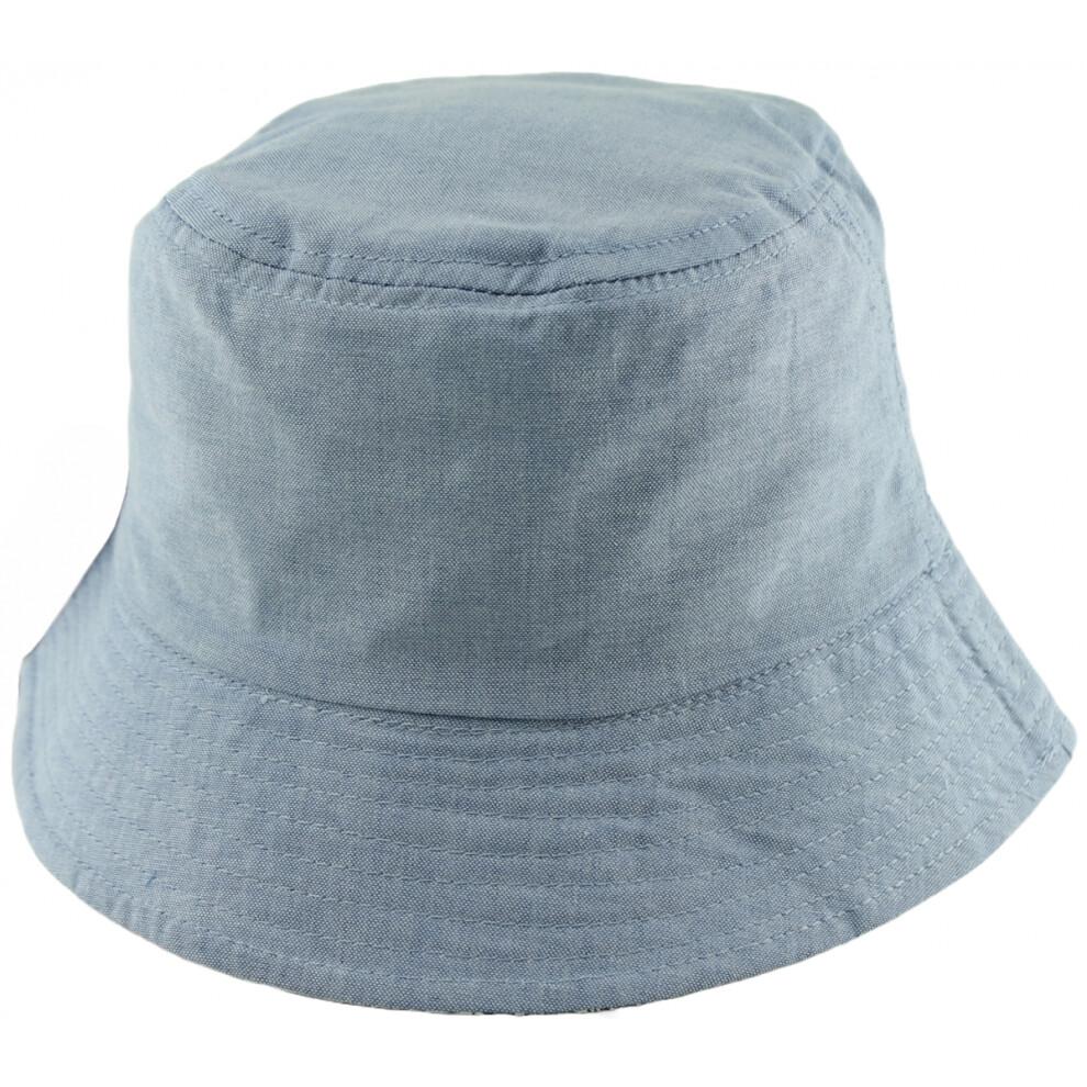 (Blue, S) Foxbury Ladies Reversible Blue Cotton Blend Bucket Sun Hat