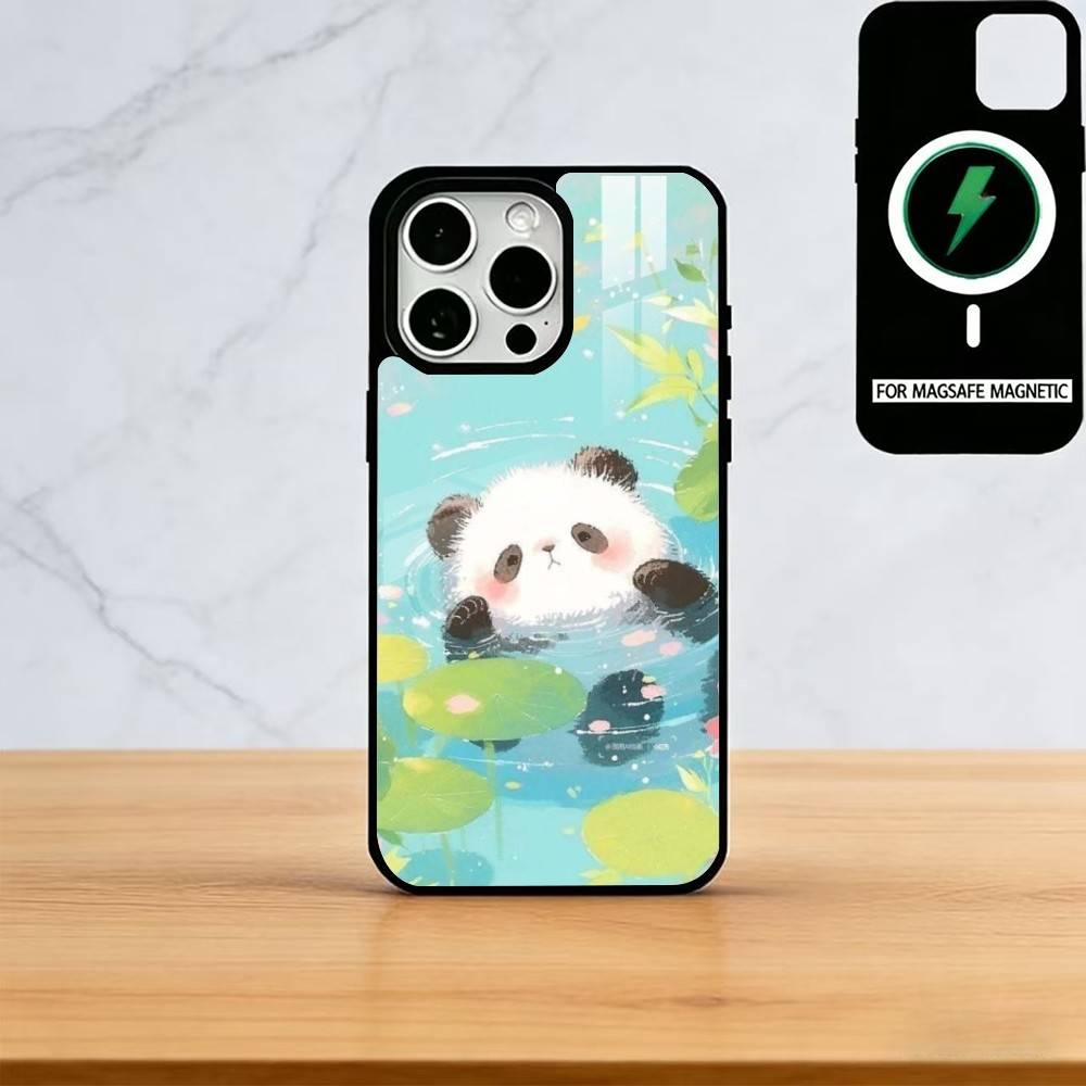 Cute Cartoon Animal Panda Phone Case For iPhone17,16,15,14,13,12,11 Plus,Pro Magnetic with Magsafe Wireless Charging