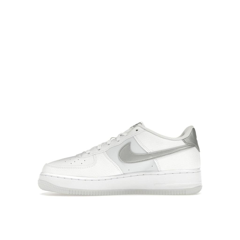 Nike Air Force 1 GS White Football Grey Kids Sneakers Pure-Platinum Metallic-Silver FV3981-100