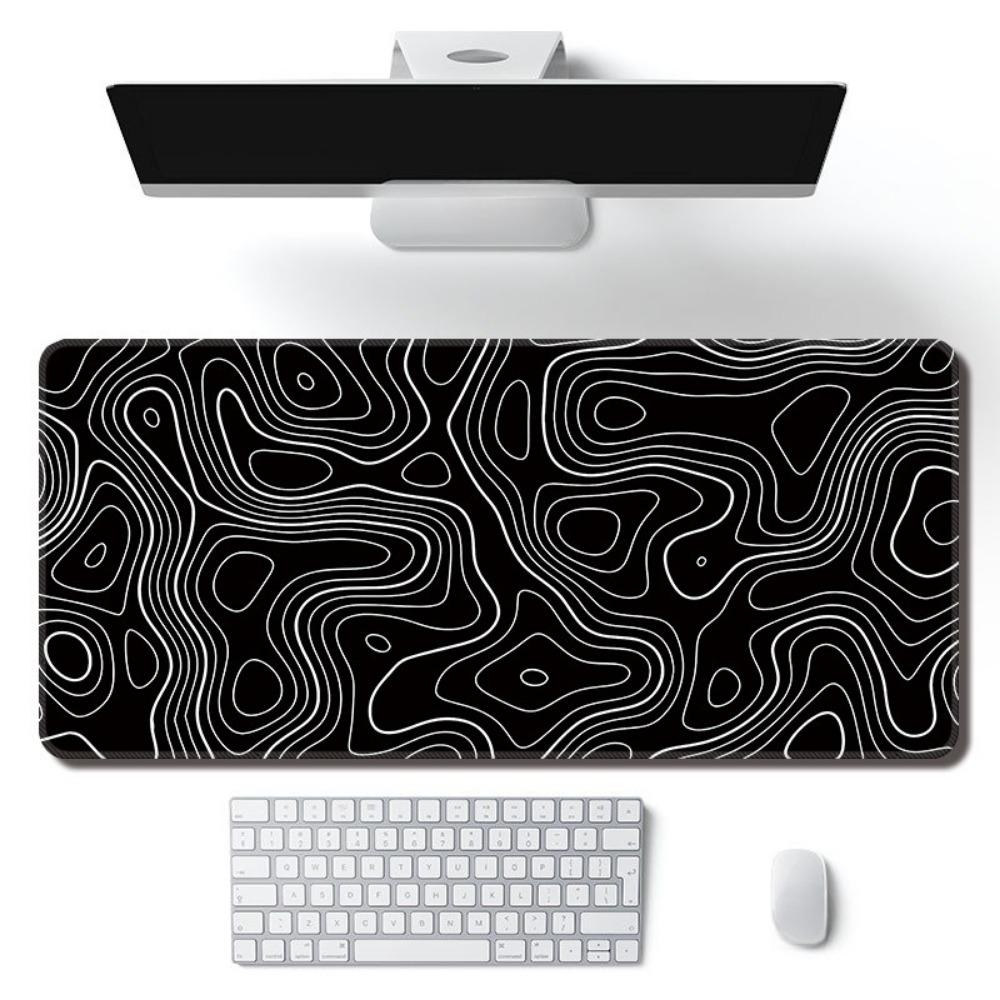 1 шт. Игровой коврик для мыши Большой коврик для клавиатуры 31,5 X 11,8 дюйма Топографический коврик для мыши Черно-белый коврик для мыши для клавиатуры