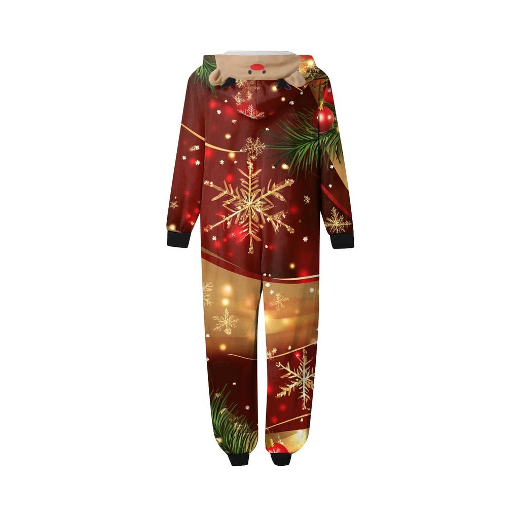 Комплект комбинезона на молнии с капюшоном и длинными рукавами для всей семьи с рождественским принтом