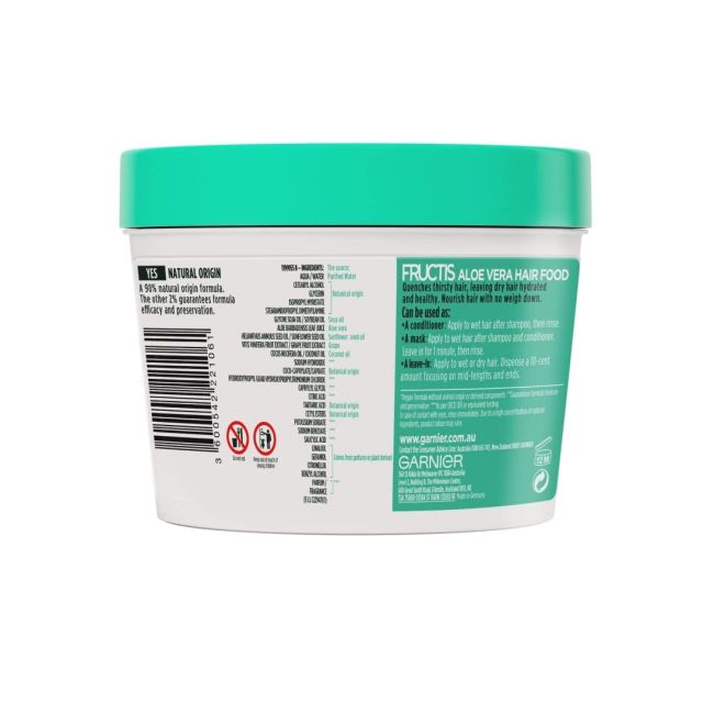 Garnier Fructis, увлажняющая маска для волос для нормальных и сухих волос, питание и блеск, питание для волос с алоэ вера