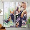 Japanese Anime Cartoon Printed Curtains Suitable For Children's Room, Living Room, Study Room Blackout Curtains 2 Pieces