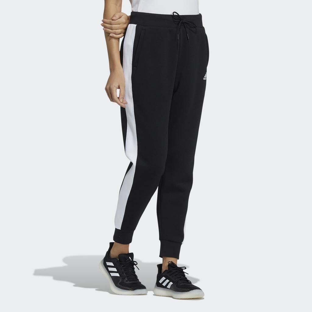 Adidas Fi W Pt Флисовые джоггеры с контрастной полосой по бокам Женские брюки черные H09693