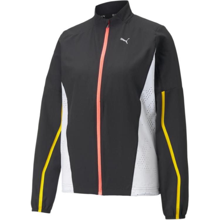 Puma Ретро спортивная куртка с воротником-стойкой, полосатая дышащая куртка на молнии, женские куртки, черная 522223-51
