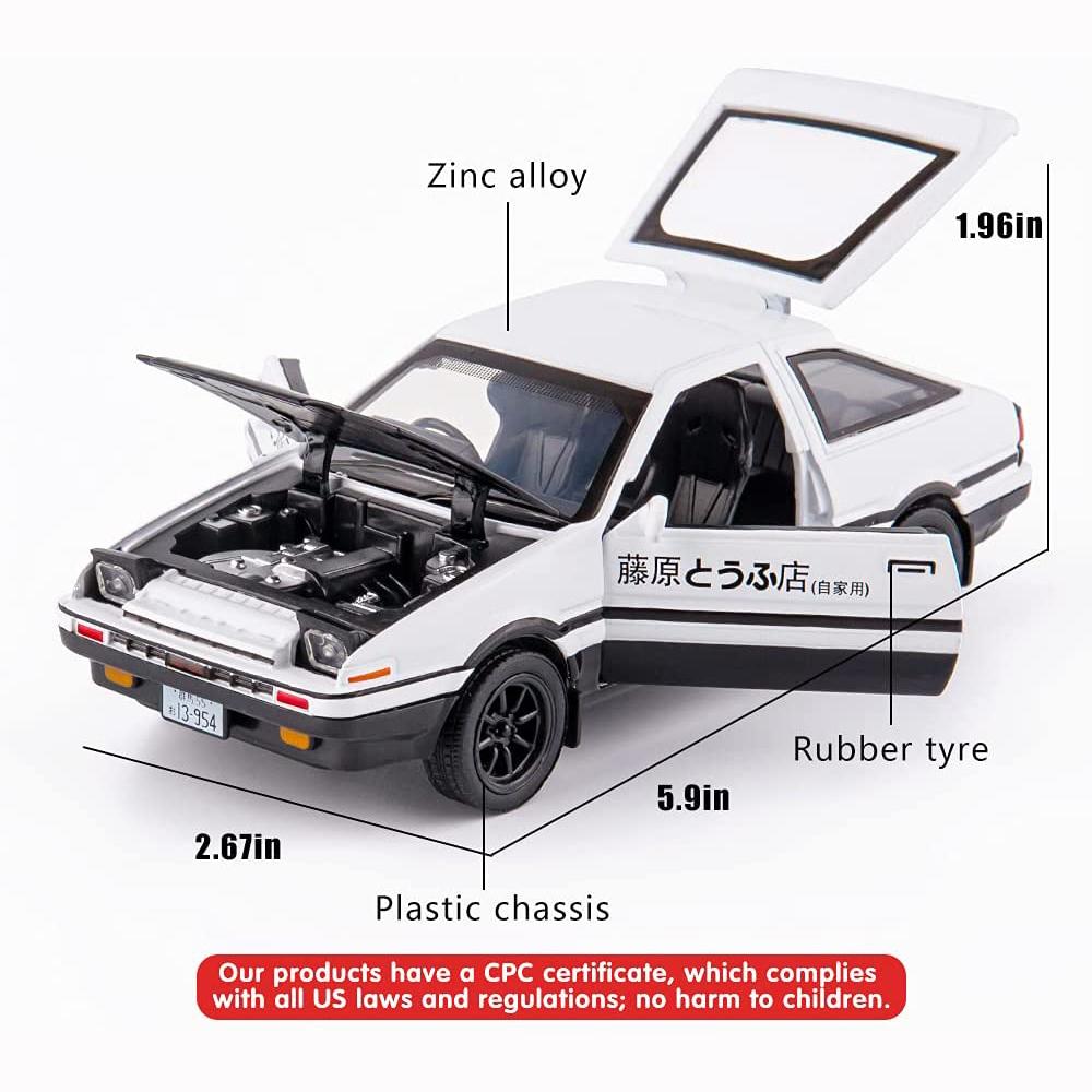 1/28 масштаб Toyota AE86, начальная модель автомобиля D, игрушечный автомобиль из цинкового сплава со звуком и светом для детей, подарок для мальчиков и девочек