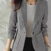 Women's Houndstooth Suit Jacket - 2024 Spring/Fall Casual Plaid Blazer for Middle-Aged Women