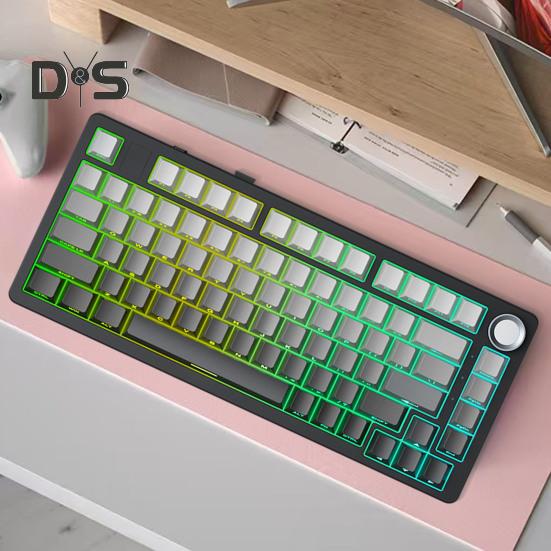 Механическая клавиатура Совместимость с Bluetooth/2.4G/Type-C Проводное подключение Трехрежимное подключение Полноразмерная клавиатура с возможностью горячей замены 81 клавиша