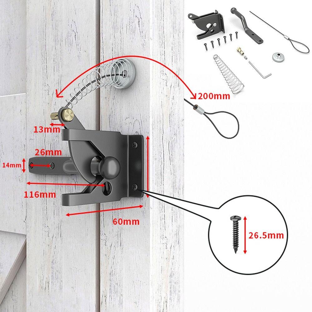 Heavy Duty Self-Locking Gate Latch Spring Cable Pull Fence Gate Latch Wood Fence Gate