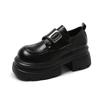 Кожаные туфли-лоферы на платформе женские туфли 2025 новые туфли из маленькой кожи в британском стиле с небольшой высотой на липучках одинарные туфли