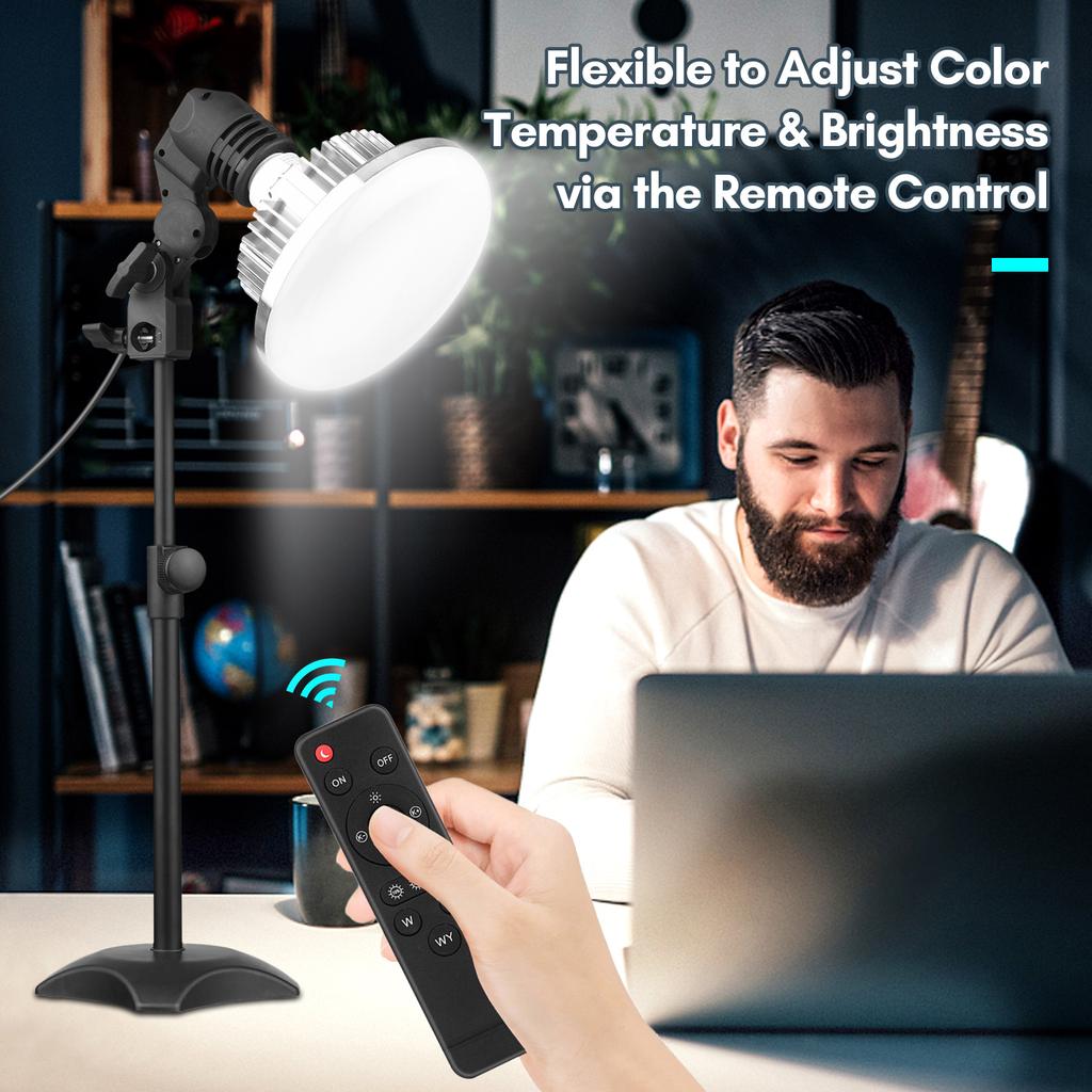 Tabletop Photography LED Lighting Kit with 150W Light Bulb Dimmable 3200K-5500K + E27 Lamp Socket +
