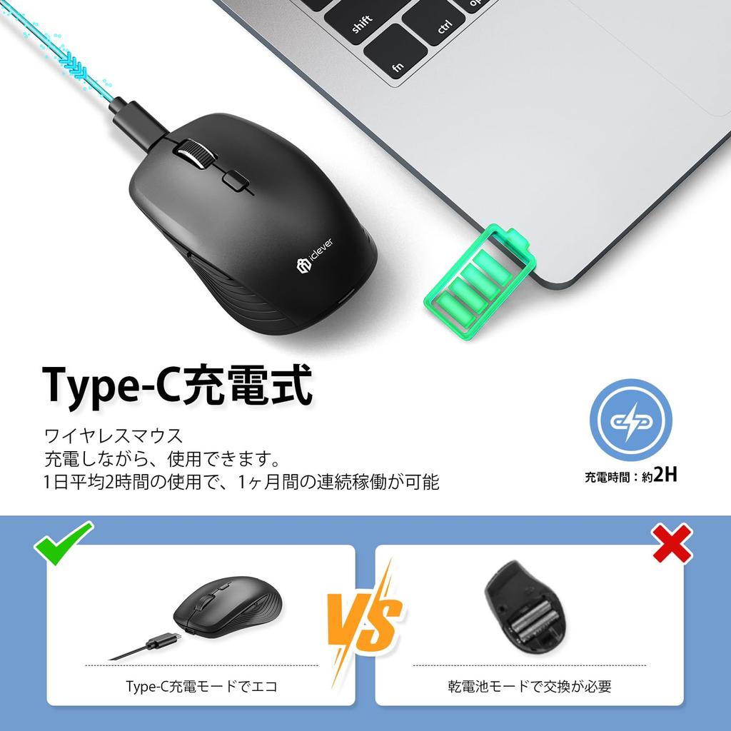 iClever Wireless Bluetooth Equipped with 7 4 DPI Simultaneous Connection to 3 Suitable for Small and Medium Perfect Dual Compatible with iPad and