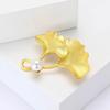 Alloy Ginkgo Biloba Pearl Brooch Niche Creative Women'S Clothing Corsage Ornament Pin