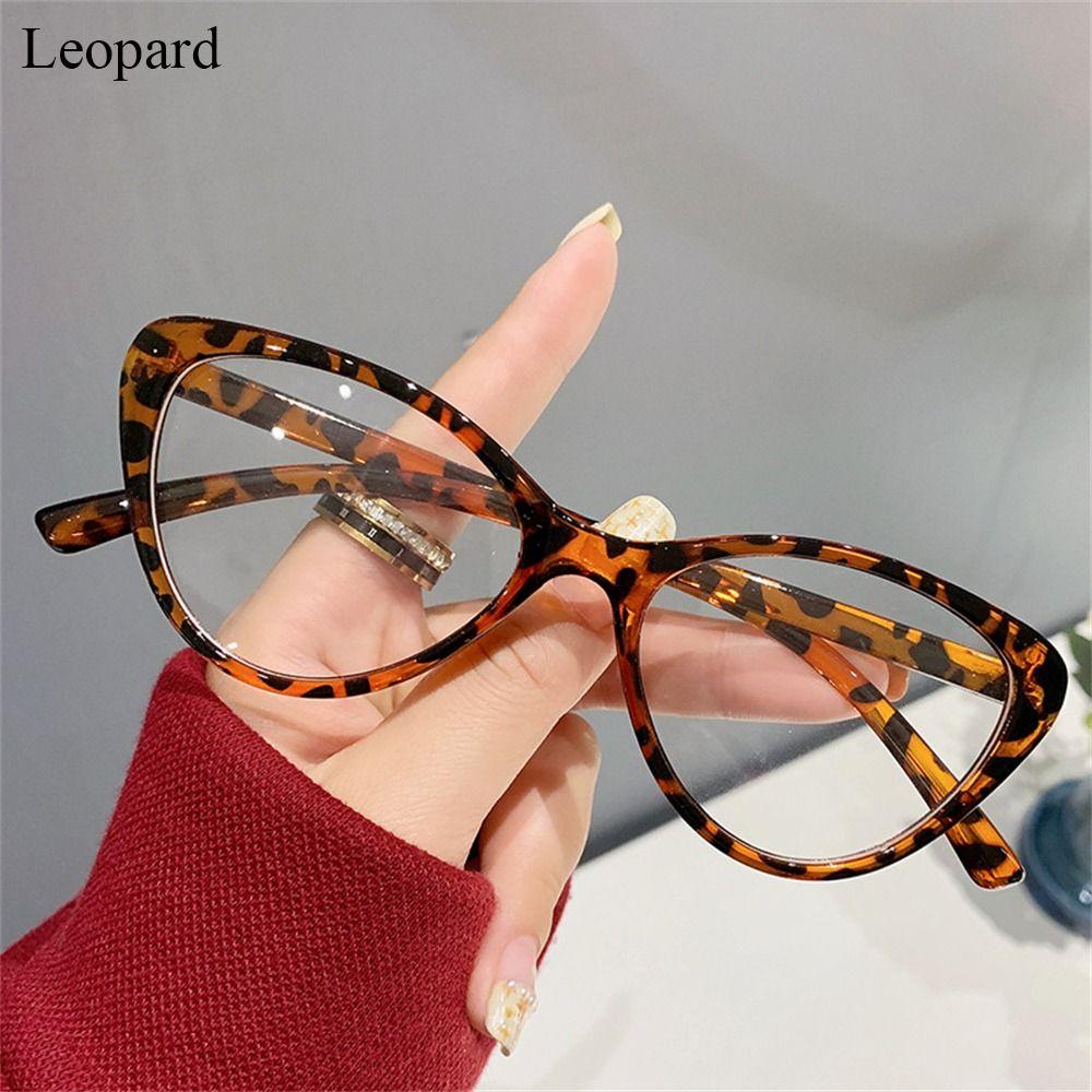 Trending Women Anti Blue Rays Glasses Retro Cat Eye Leopard Print Transparent Frame Vision Care Computer Goggles Eyeglasses