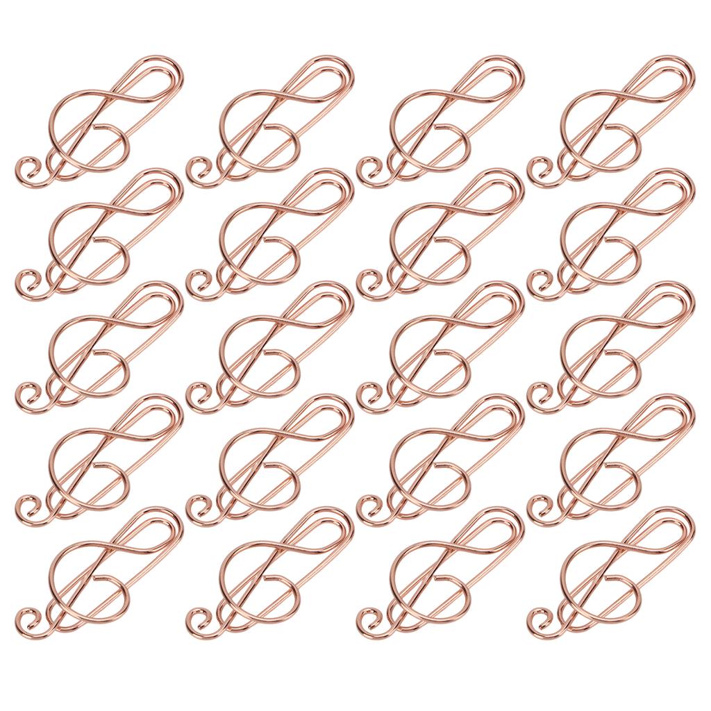 20 шт. Формованные скрепки для бумаги, золотые музыкальные знаки, эффективная фиксация, железный материал, офисные зажимы для