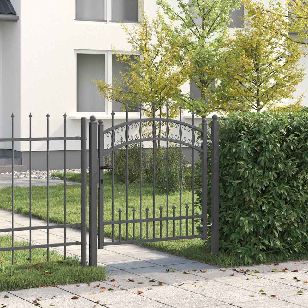 KAMPEN Fence Gate with Spear Top Design 103 x 100 cm Steel Gray
