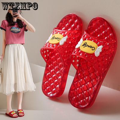 Тапочки для женщин дома красные плоские нескользящие тапочки для душа дома