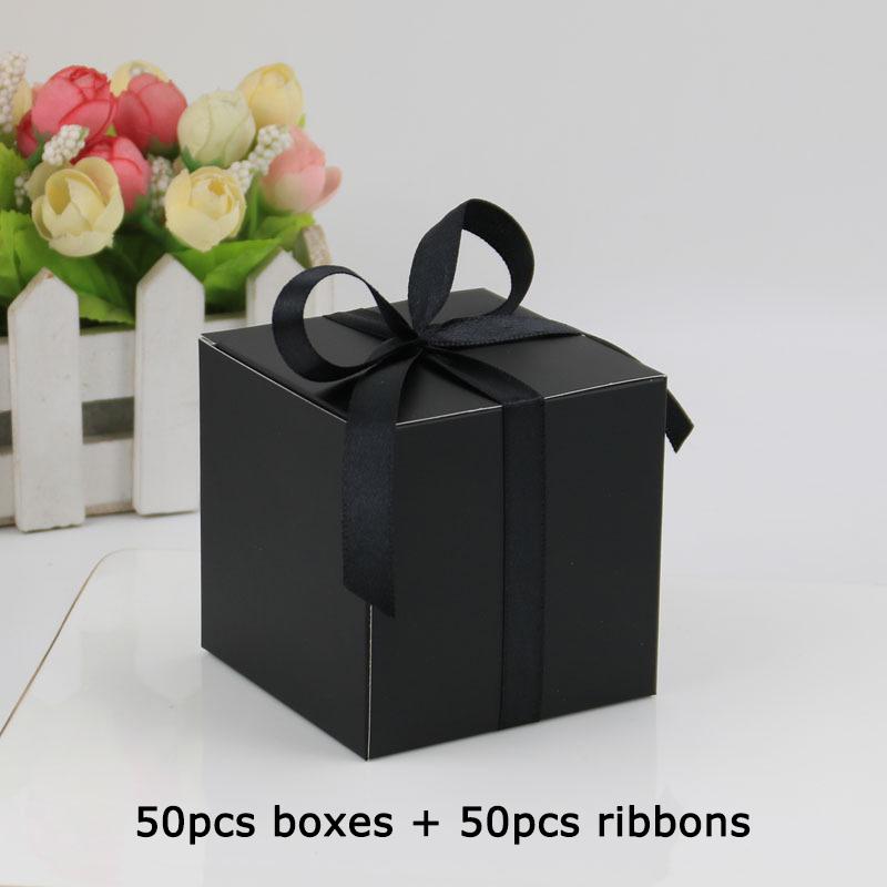 WTEMPO 50 шт 7,6*7,6*7,6 см однотонные подарочные коробки из кубической бумаги с бантом и лентой, складные коробки для небольших подарков своими руками, коробки для упаковки подарков на день рождения, свадьбу, вечеринку
