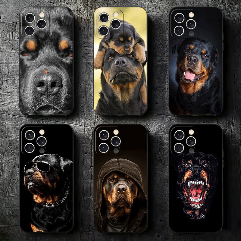 Rottweiler Dog Soft Phone Case for iPhone 16 16E 17 Air 15 Pro Max 14 Plus 13 Mini 11 12 7 Black Cover Back Shell