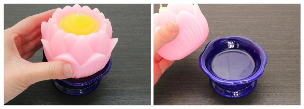 Nihon Candle Lotus Candle with Stand, Pink