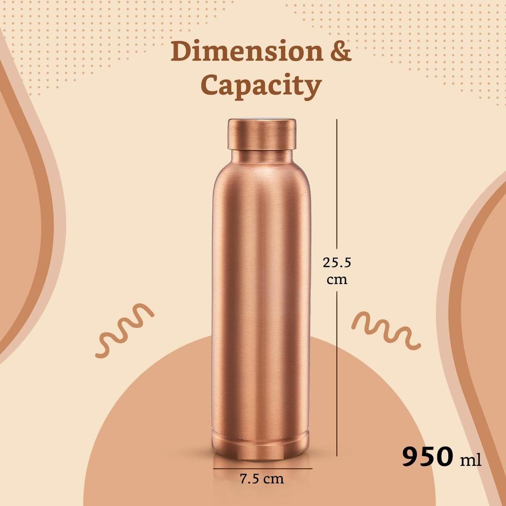 Copper Leak-Proof Mat Finish Bottles | 950 Ml | Pure Copper | Elegant Matte Texture | Daily Wellness Bottle
