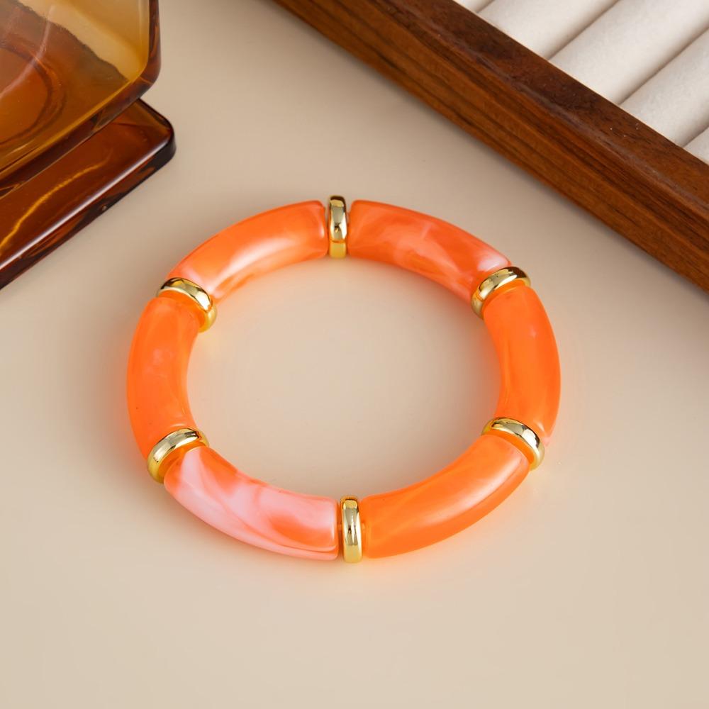 Splicing Bamboo Acrylic Bracelets Leopard Print Geometric Bracelets Curved Tube Bangle Lady Gifts