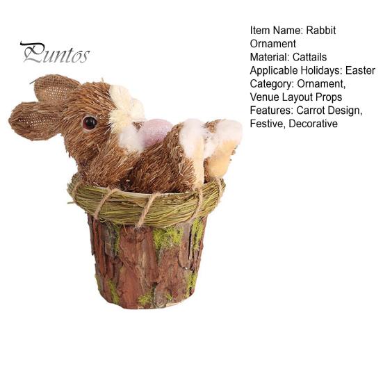 Статуэтка Пасхального кролика, праздничное украшение для рабочего стола, художественные поделки с изображением животных, соломенный кролик, кукла с морковкой, вечерние, сад, домашний декор
