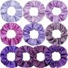 5pcs Trendy Grape Color Satin Scrunchies Women Cute Hair Accessories Girls Purple Violet Series Scrunchies Elastic Hair Bands
