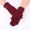 Simple Velvet Gloves Five Finger Cycling Driving Gloves Full Finger Mittens  Girls