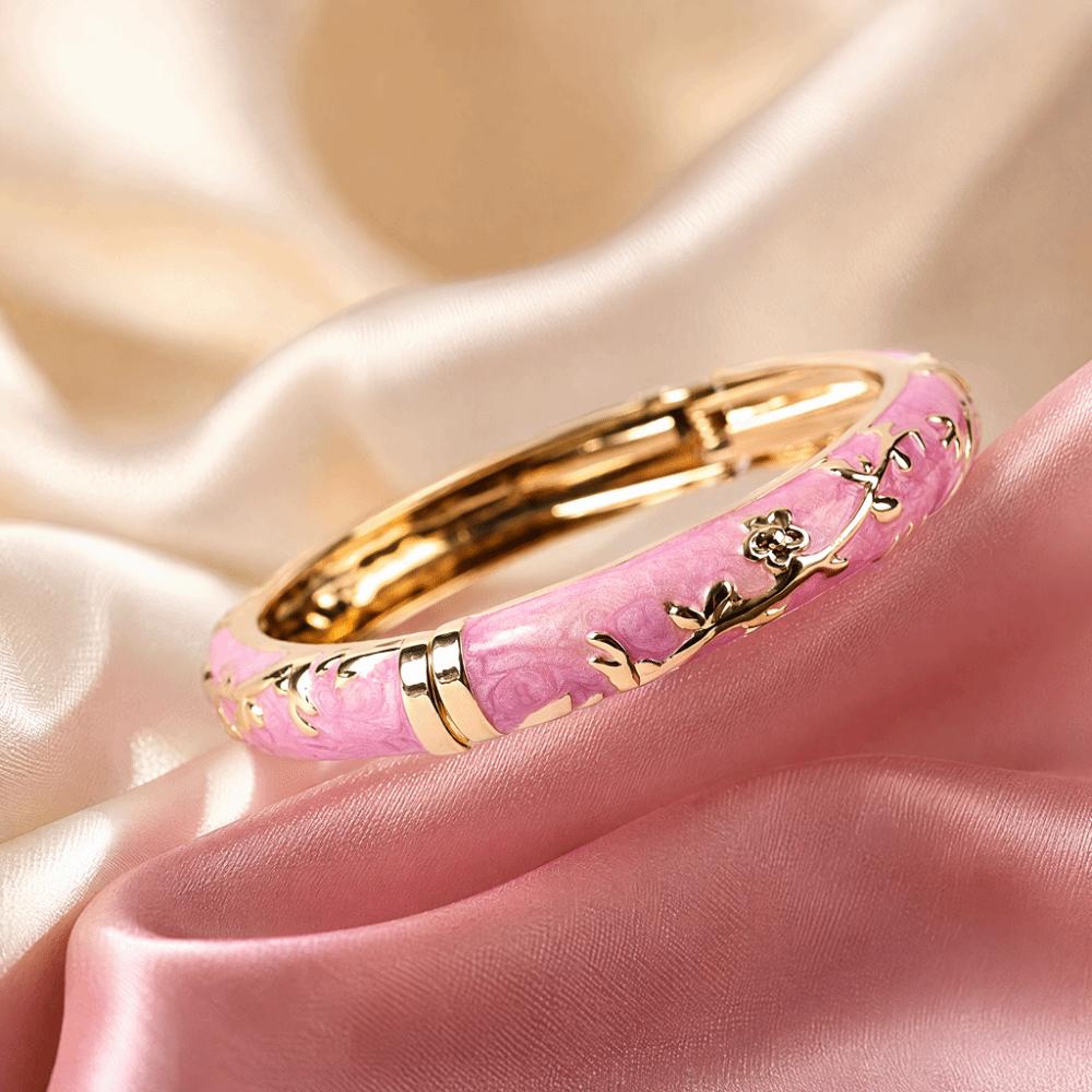Traditional Flower Bangle Colorful Women's Hand Bracelet Fashion Vintage Cloisonne Bangle Girls