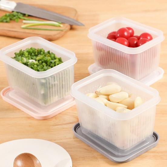 Fridge Organizer BPA-Free with Lid Draining Basket Clear Fruit Vegetable Storage Container Refrigerator Supply