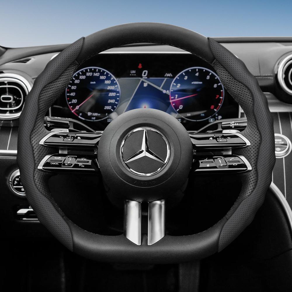 Steering Wheel Cover for HG8, Wave-Shaped Sporty Design, Breathable Leather, Segmented, Non-Slip, Sweat-Absorbing Protective Case, Suitable 8GH