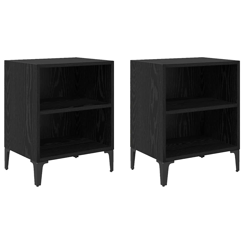 Nightstand Set of 2 Black Oak Effect 40 x 30 x 50 cm