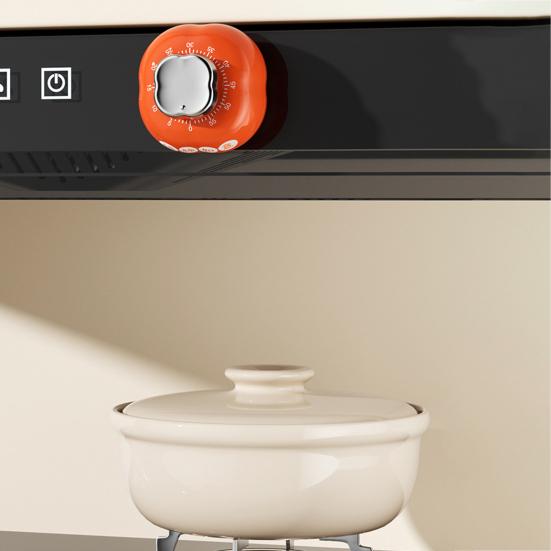 Persimmon Shape Mechanical Kitchen Timer with Magnetic Back Cute Cooking Reminder for Baking Boiling 60-Minute Countdown Loud Ringing Timer