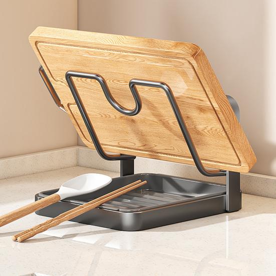 Держатель для крышек с поддоном для слива, U-образная конструкция канавки, углеродистая сталь, кухонный органайзер для посуды, поддон для капель, подставка для крышек