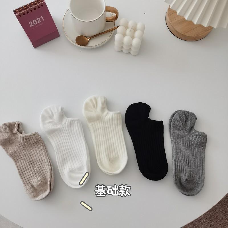 Double Needle Boat Socks Shallow Socks Candy Color Versatile Cotton Socks Trendy College Style Basics