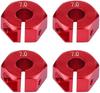 4Pcs 12mm Hex Wheel Hub Adapters – Universal for 1/10 RC Cars HSP Sakura – 7mm Height, Red