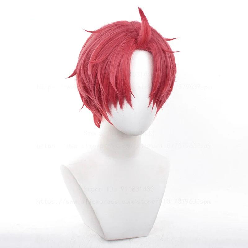 Парик для косплея Jiji Anime DAN DA DAN Jin Enjoji Cosplay Short Red Heat Resistant Synthetic Hair Parics + Cap для парика